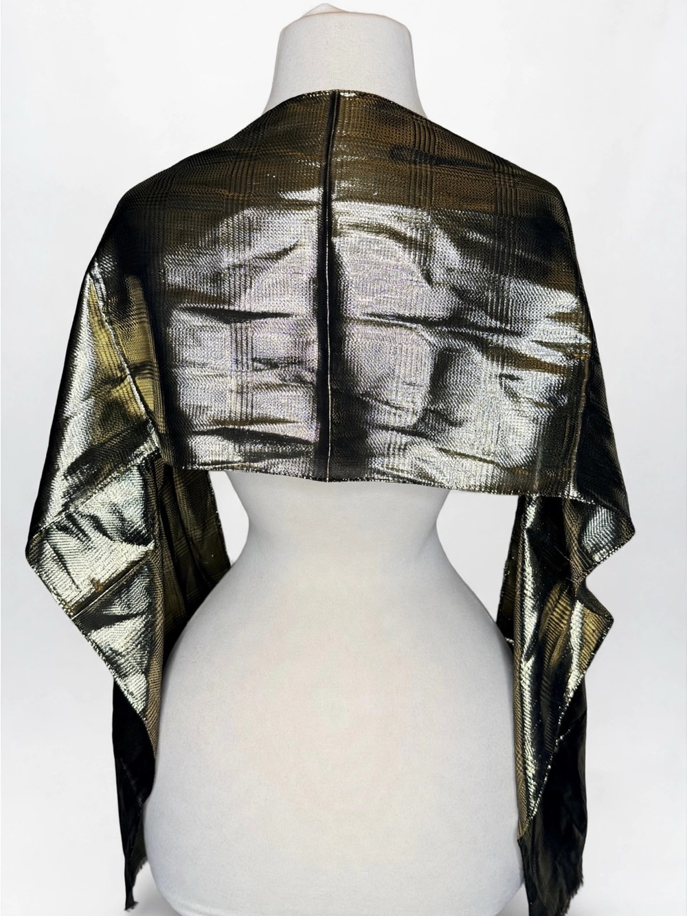 Metallic Gold Evening Shawl Wrap for Women - Luxe Draped Wrap
